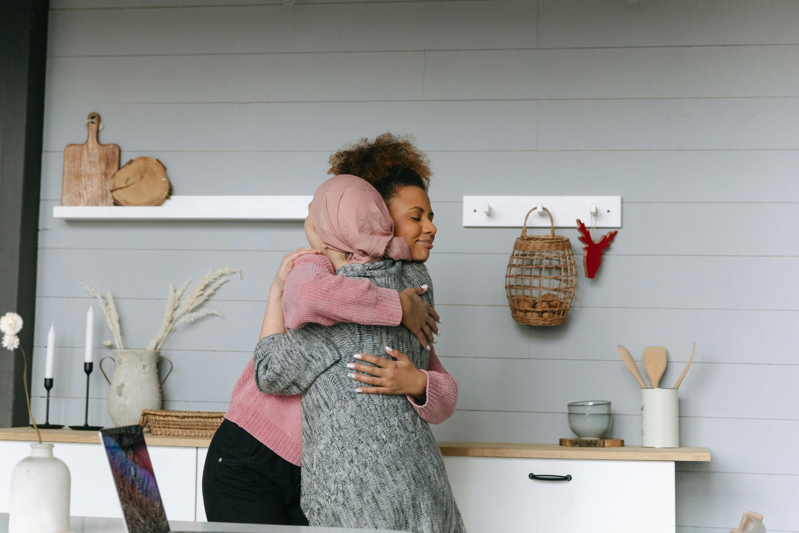 Two women hugging